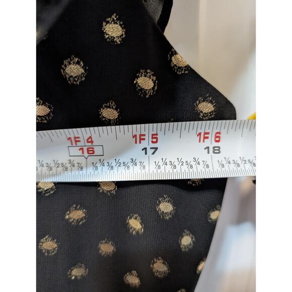 Banana Republic Women's Gold Metallic Polka Dot Black Fit Flare Dress Size S - Picture 7 of 9